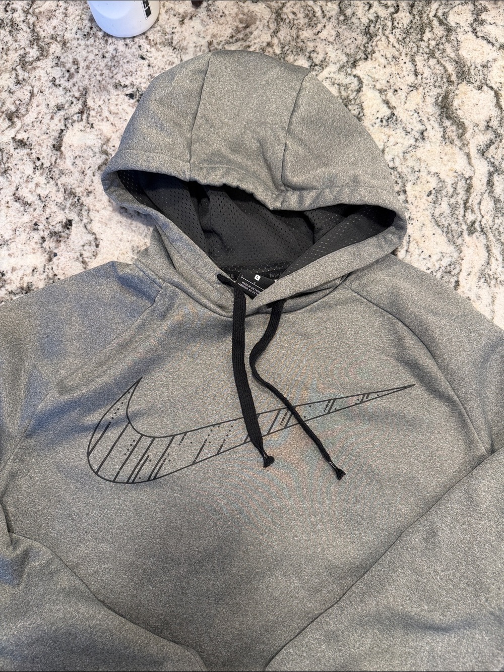 Nike Men’s Gray Dri-Fit Hooded Sweatshirt with Black Swoosh